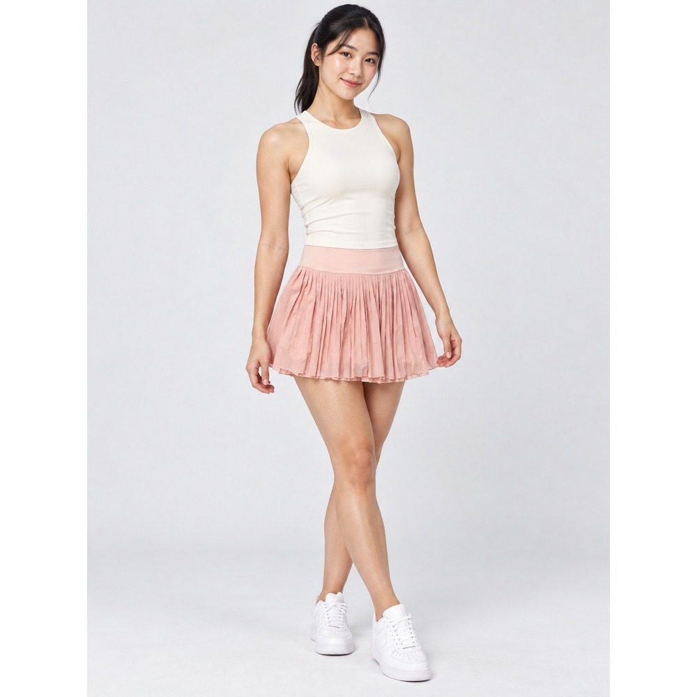 Santiny Pleated Tennis Skort Womens L Pink Excellent Activewear Mini Skirt